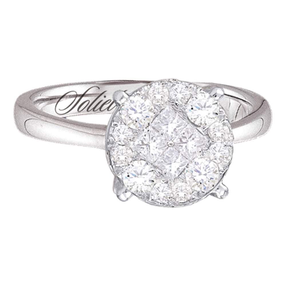 GND 14kt White Gold Princess Round Diamond Cluster Engagement Ring 2 Cttw, S/10 by GND