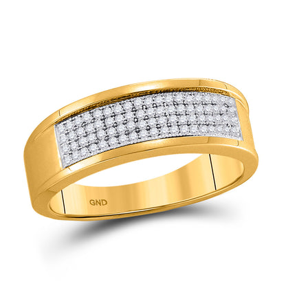GND 10kt Yellow Gold Mens Round Diamond Wedding Band Ring 1/4 Cttw, Size 11 by GND