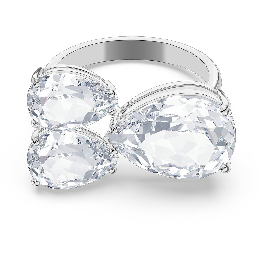 Swarovski Millenia Cocktail Ring Pear Cut Crystals White Rhodium Plated