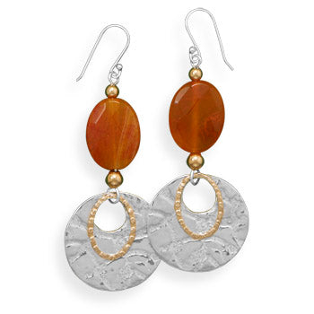 MMA Fire Agate Two Tone Textured Earrings