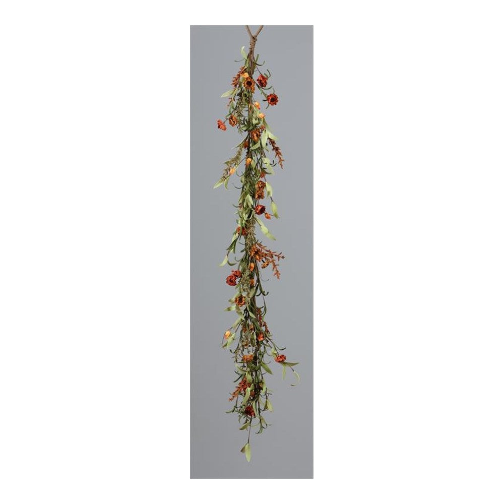 Your Heart's Delight Garland - Mini Mums, Assorted Fall Colored Spikes, Brown