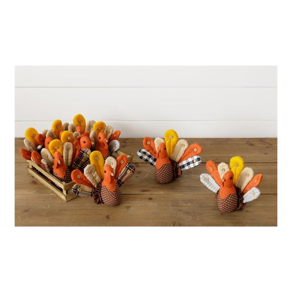 Your Heart's Delight Crate Of 9 Assorted Turkey's Decor, Orange, Fabric