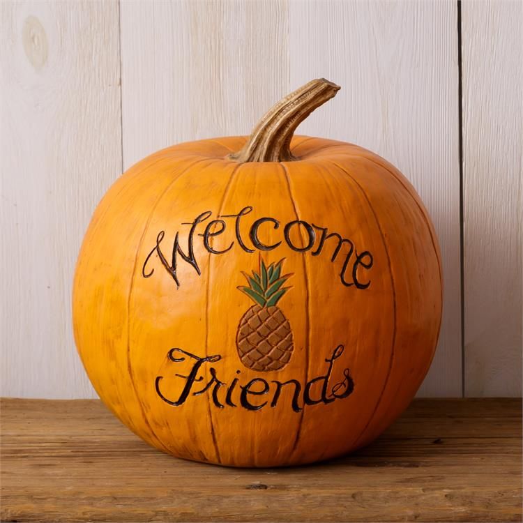 Your Heart's Delight Pumpkin - Welcome Friends, Pineapple, Resin