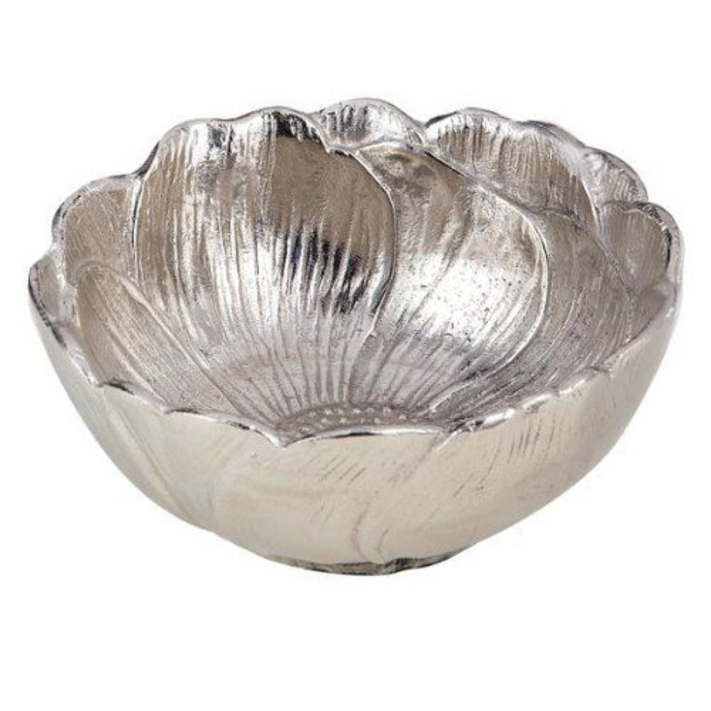 Leeber Lotus Nut Bowl,  5", Nickel Plated, Aluminum