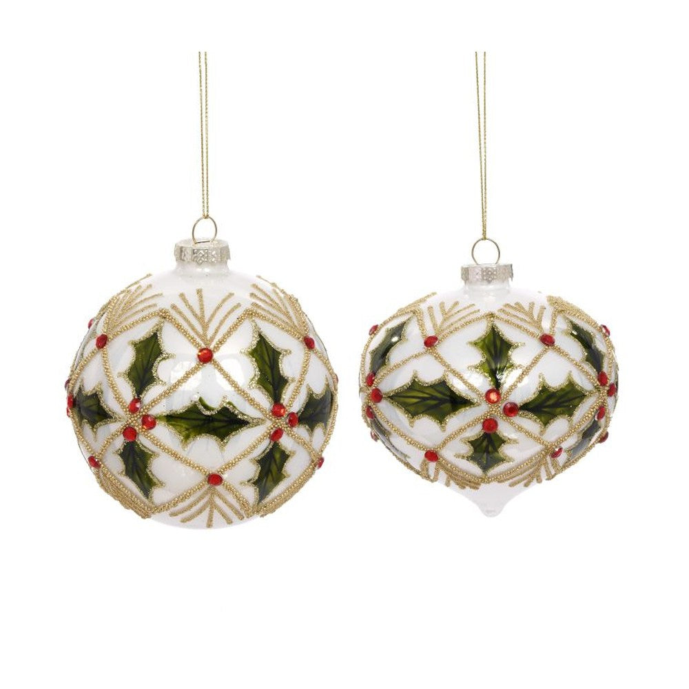 Mark Roberts Christmas 2020 Harlequin Holly Ornament, Assortment of 2, 4 inches