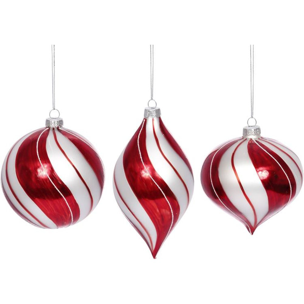 Mark Roberts 2022 Shiny Red And White Ornament, Assortment Of 3 4 Inches