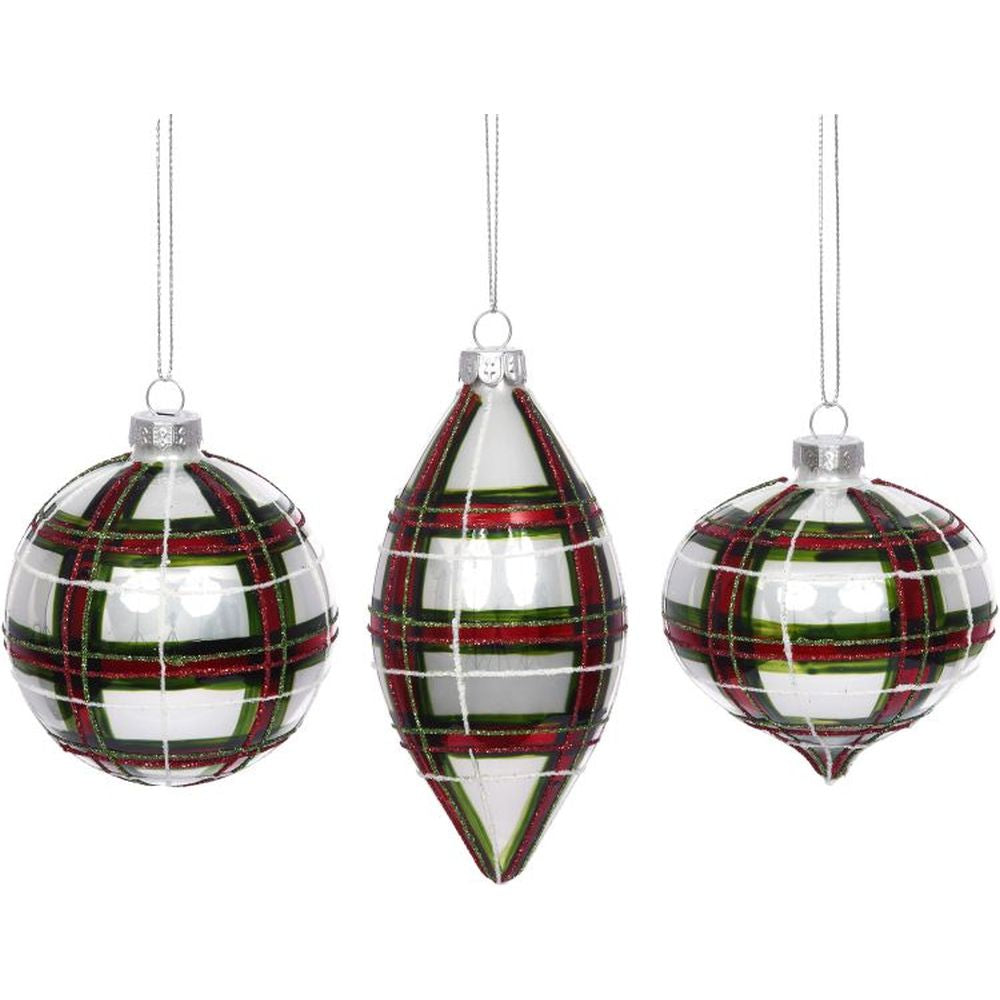Mark Roberts 2022 Red And Green Plaid Ornament, Assortment Of 3 3 Inches