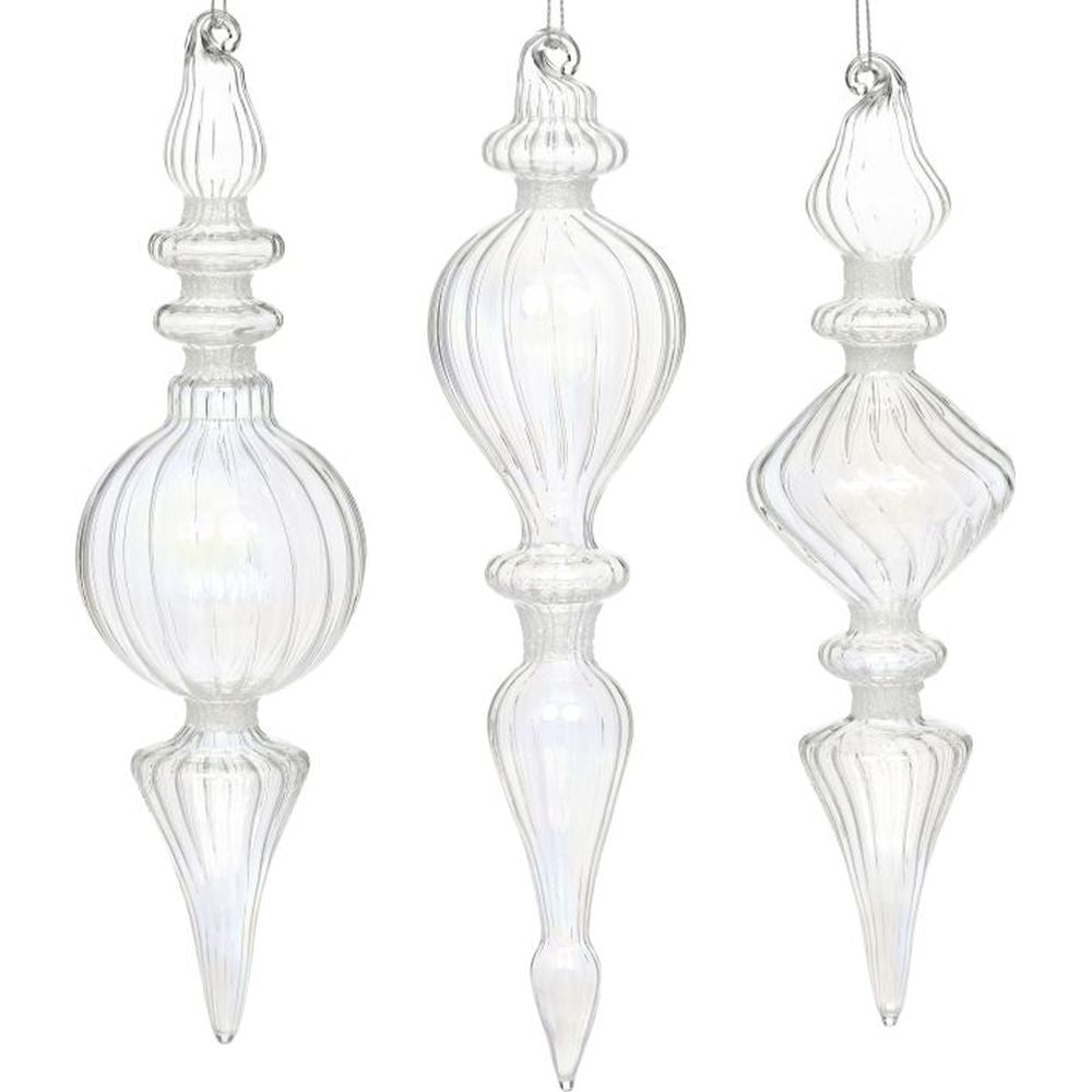 Mark Roberts Christmas 2023 Fluted Crystal Ornament 8.5'', Assortment of 3