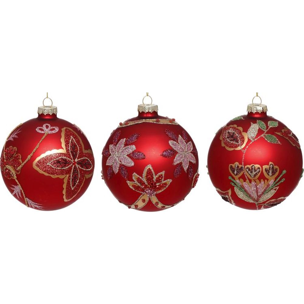 Mark Roberts Christmas 2023 Poinsettia Ball Ornament 4'', Assortment of 3