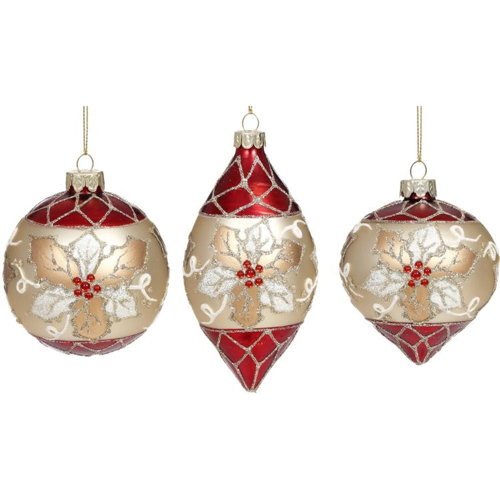 Mark Roberts Christmas 2023 Sparkling Poinsettia Ornament 3-5'', Assortment of 3