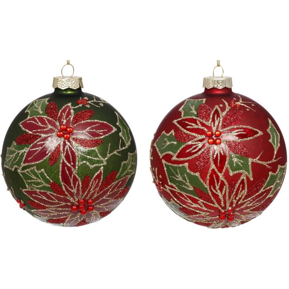 Mark Roberts 2023 Jeweled Poinsettia Ball Ornament 4'', Assortment of 2