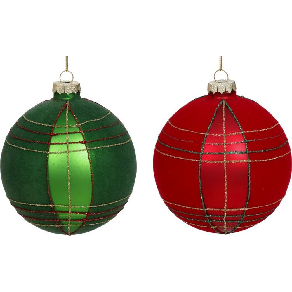Mark Roberts Christmas 2023 Plaid Ball Ornament 4'', Assortment of 2