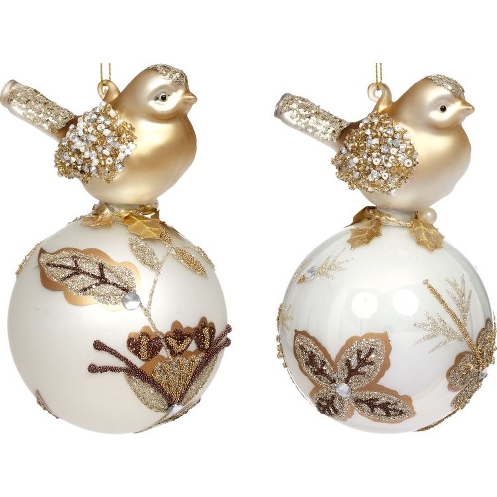 Mark Roberts Christmas 2023 Golden Bird Ball Ornament 3'', Assortment of 2
