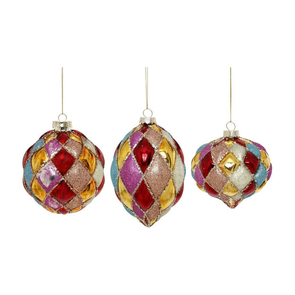 Mark Roberts Christmas 2019 Harlequin Ornament, Assortment of 3, 4 inches