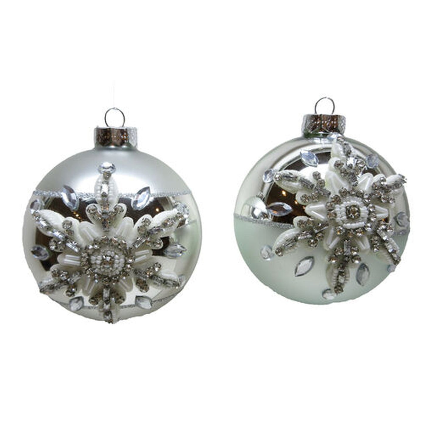 December Diamonds Sleigh Ride Set Of 2 Assortment Snowflake Jewel Ornaments