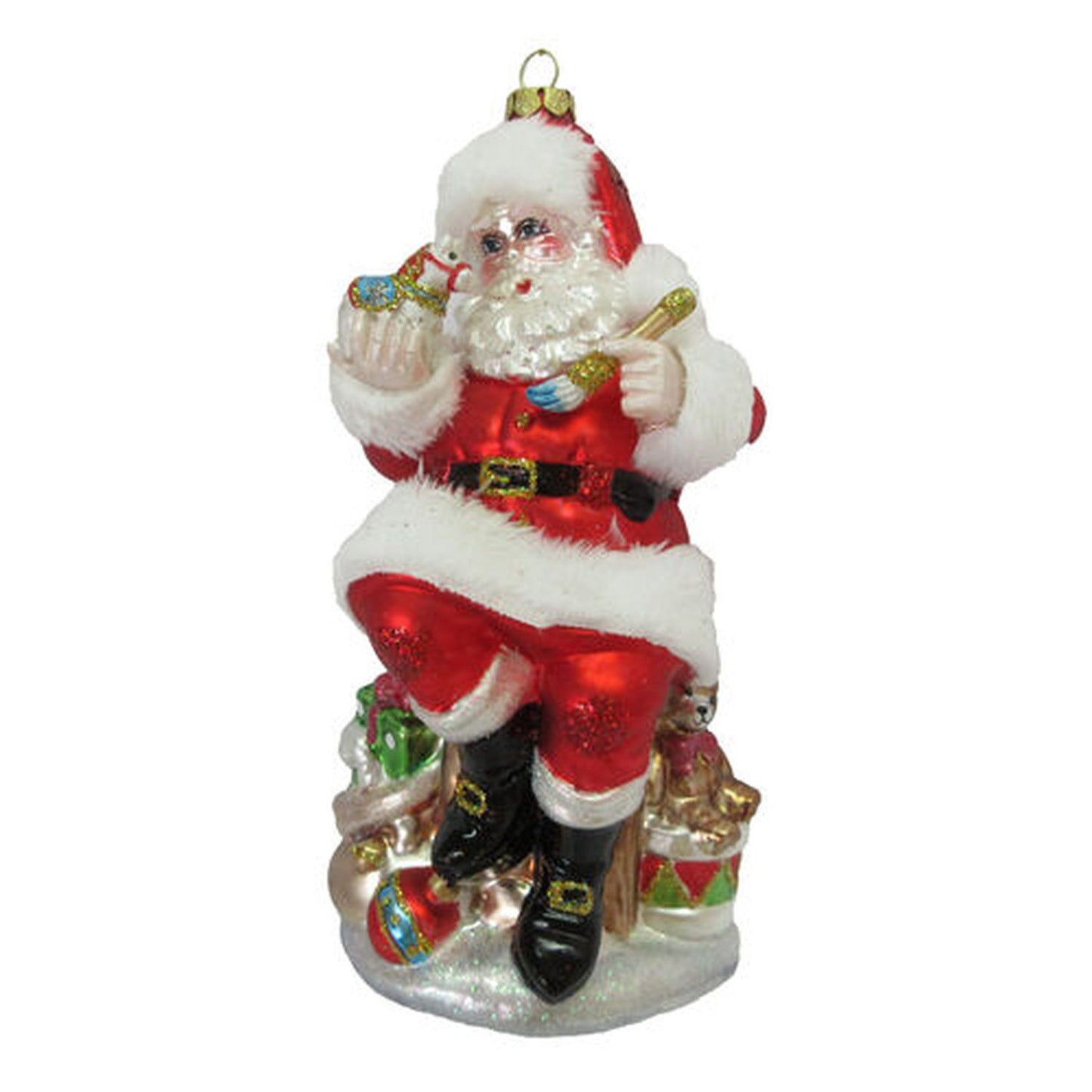 December Diamonds Christmas Carousel Santa Sitting With Presents Ornament