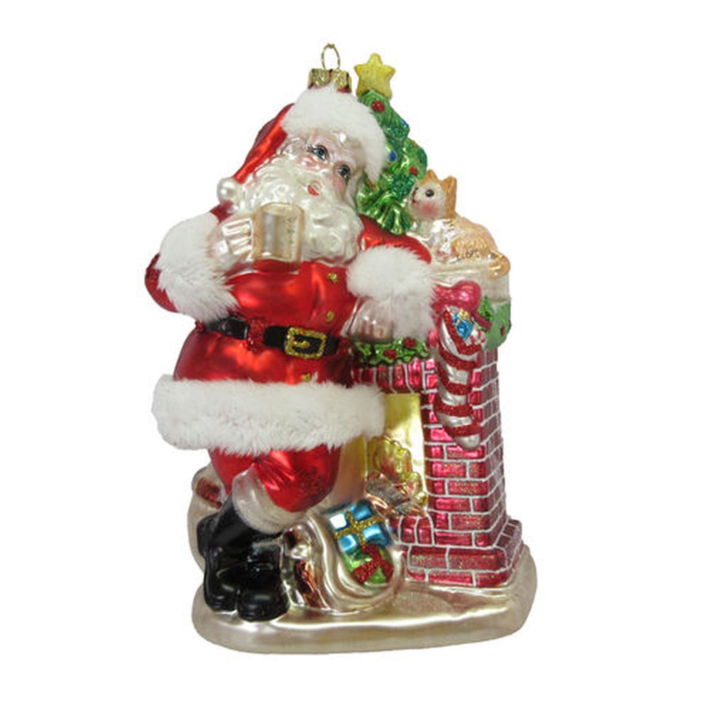 December Diamonds Christmas Carousel Santa With Chimney Ornament