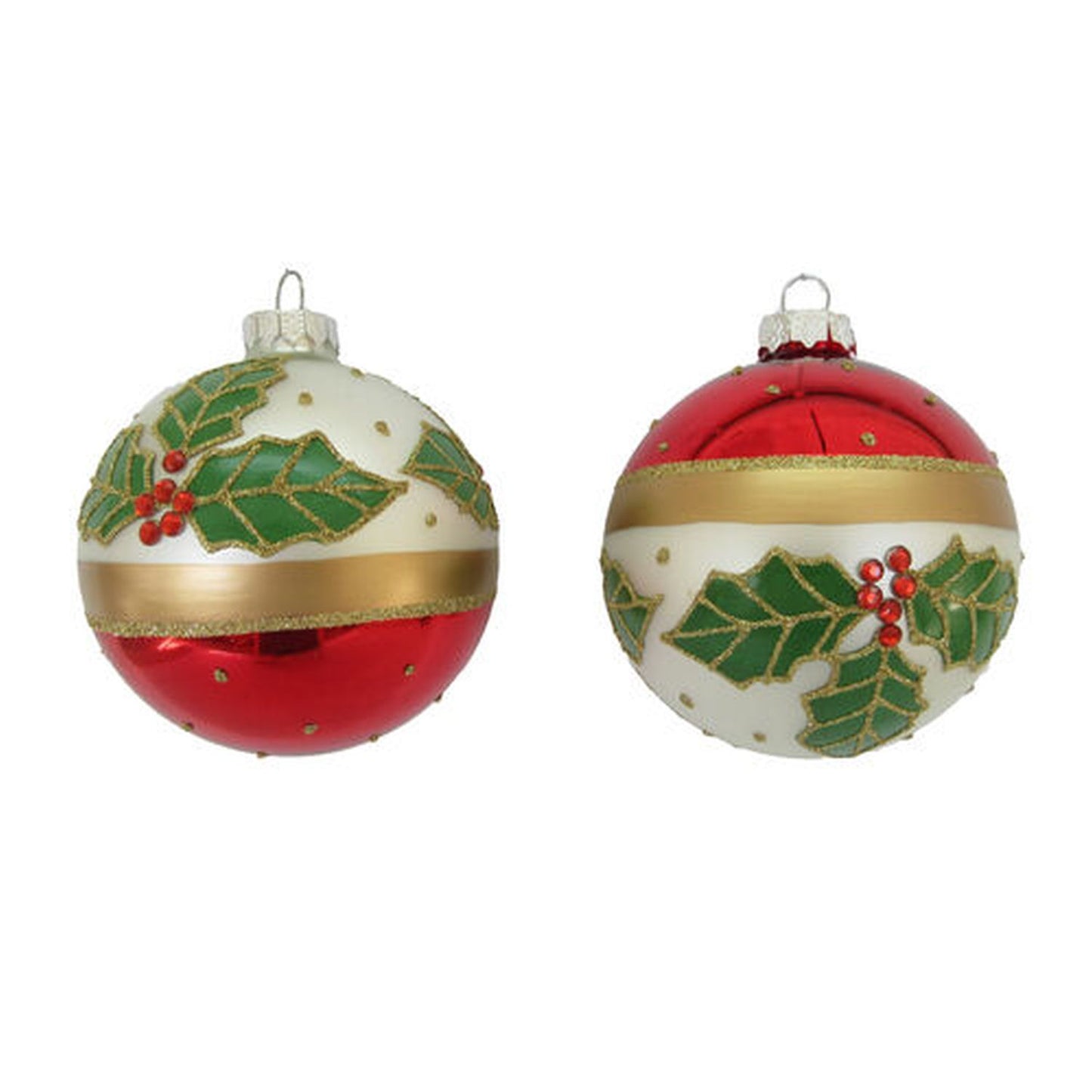 December Diamonds Christmas Carousel Set Of 2 Assorted Holly Red/Green Ornaments
