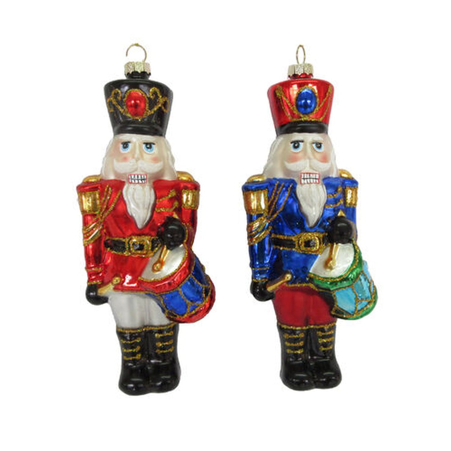 Christmas Carousel Set Of 2 Assortment Nutcracker With Drum Ornaments