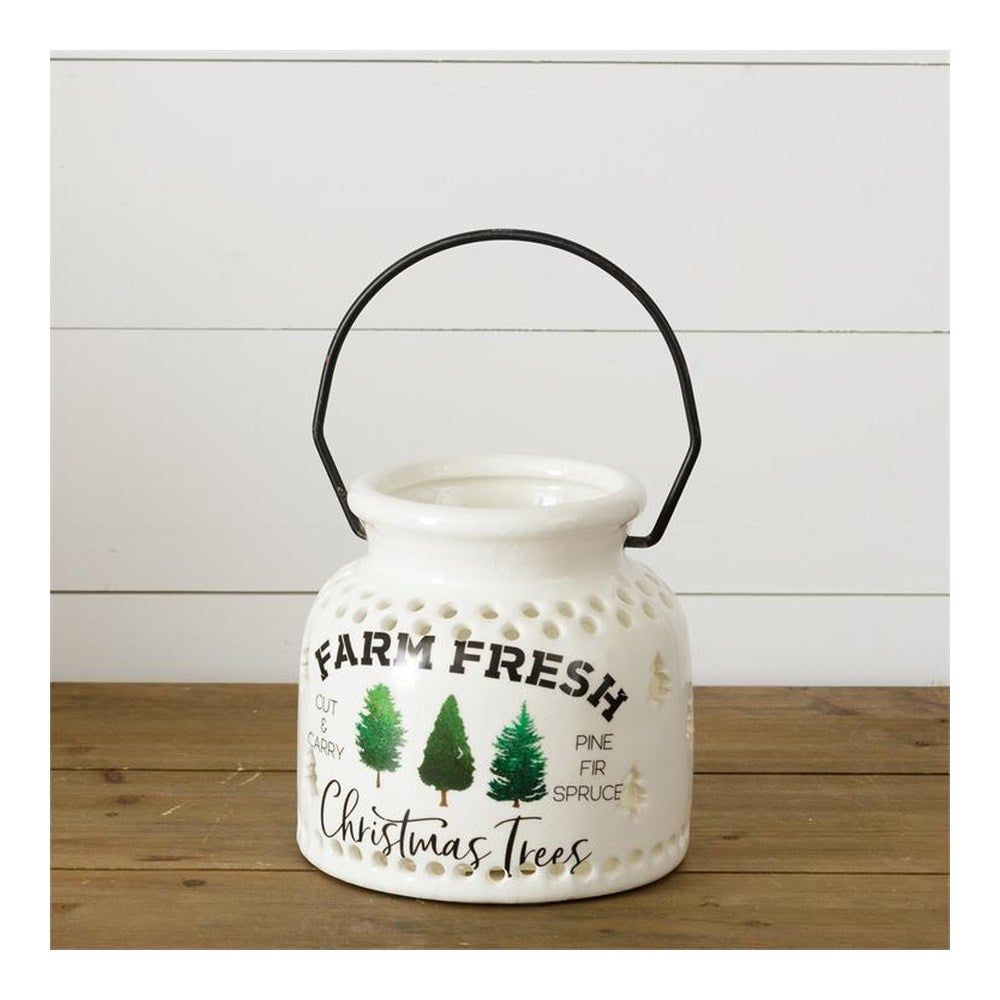 Your Heart's Delight Ceramic Luminary - Farm Fresh Christmas, White, Ceramic