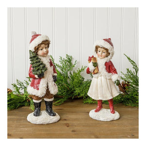 Your Heart's Delight Holiday Children Figurines, White, Stone Powder