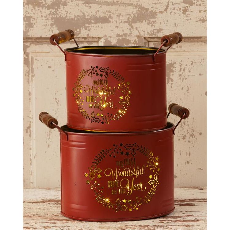 Audrey's Set of 2 Buckets-The Most Wonderful Time of the Year, Iron
