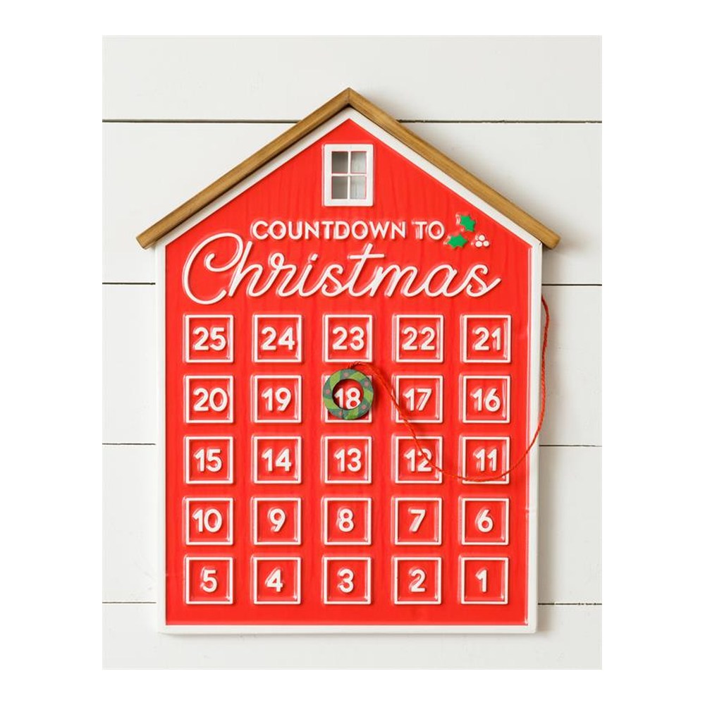 Your Heart's Delight Countdown To Christmas House Calendar, Red, Wood
