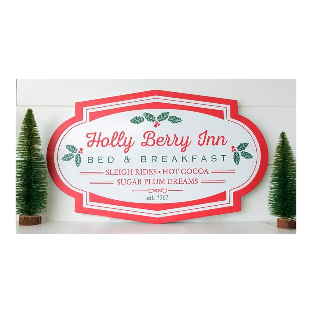Your Heart's Delight Embossed Sign - Holly Berry Inn, White, Iron