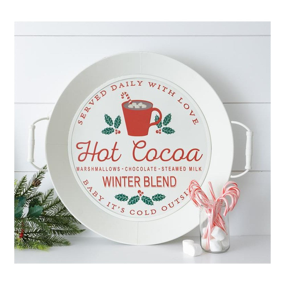 Your Heart's Delight Embossed Tray - Hot Cocoa Winter Blend, White, Iron