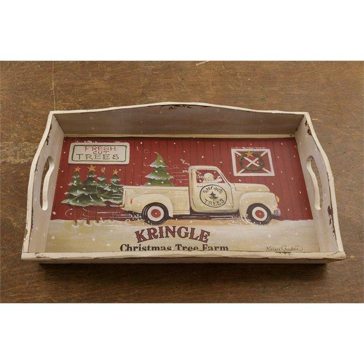 Audrey's Set of 2 Trays - Wooden Kringle Christmas Tree Farm, Wood by Audrey