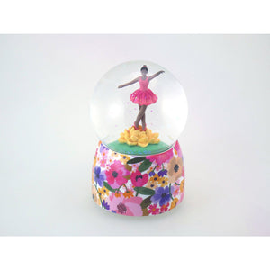 Musicbox Kingdom Glitter Globe 3.9” Ballerina Dancing On Flowers