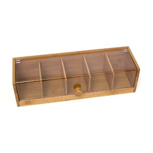 Lipper International Bamboo Tea Box with Acrylic Cover, Brown