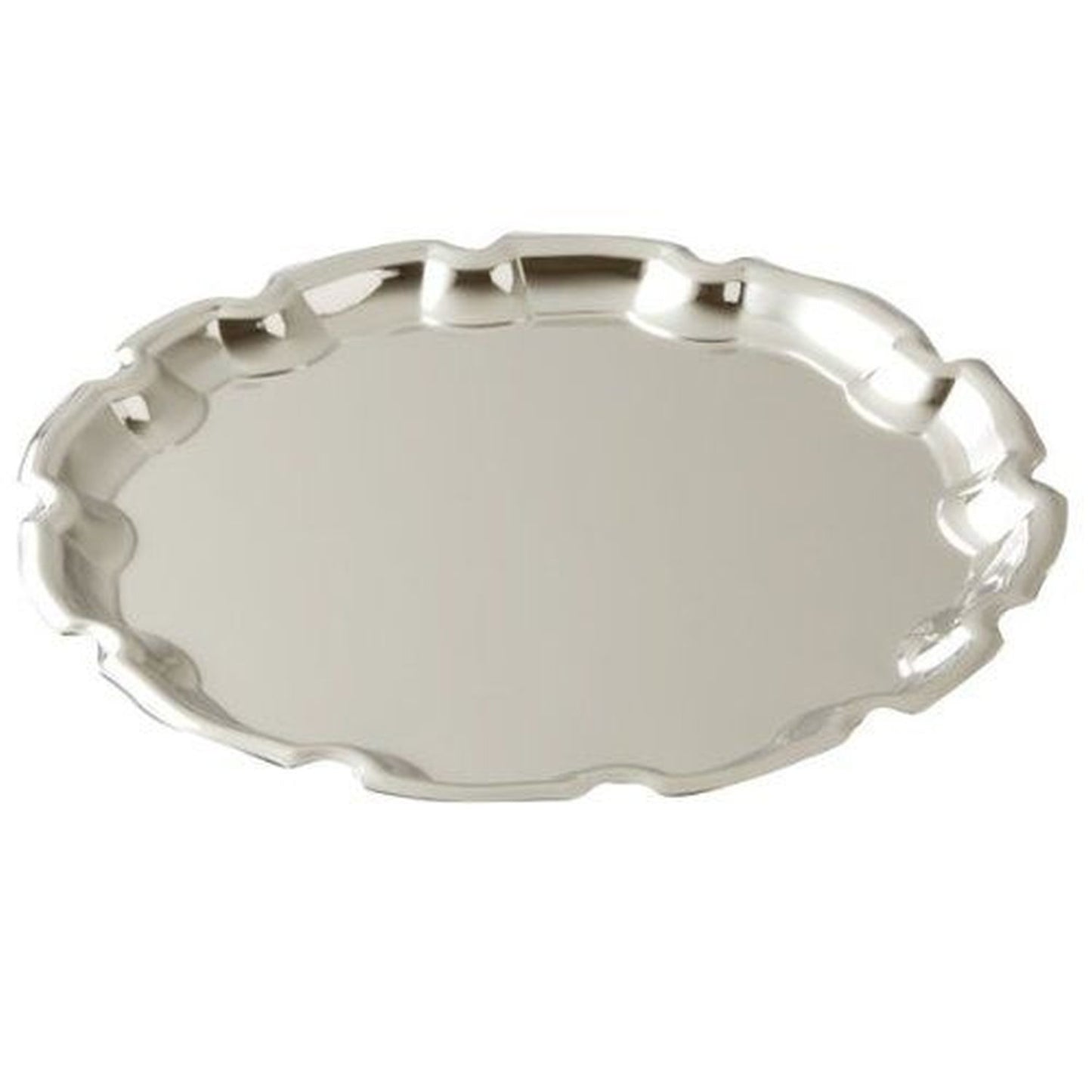 Leeber Round Chippendale Tray, 10", Nickel Plated