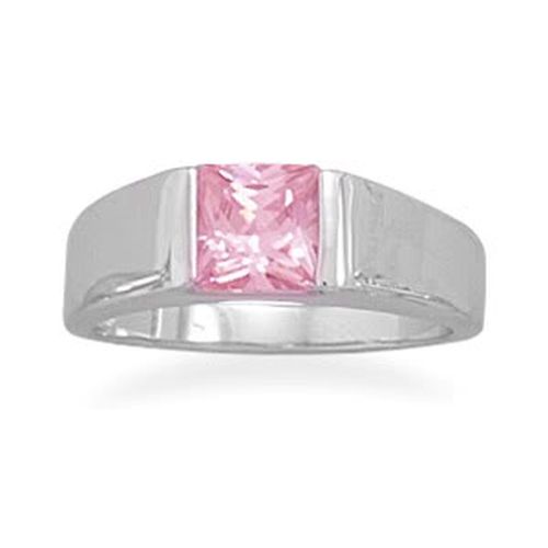 MMA 6mm Square Pink Cz Ring / Size 6