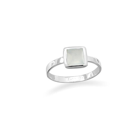 MMA Small Square Sea Green Chalcedony Stackable Ring/Size 6