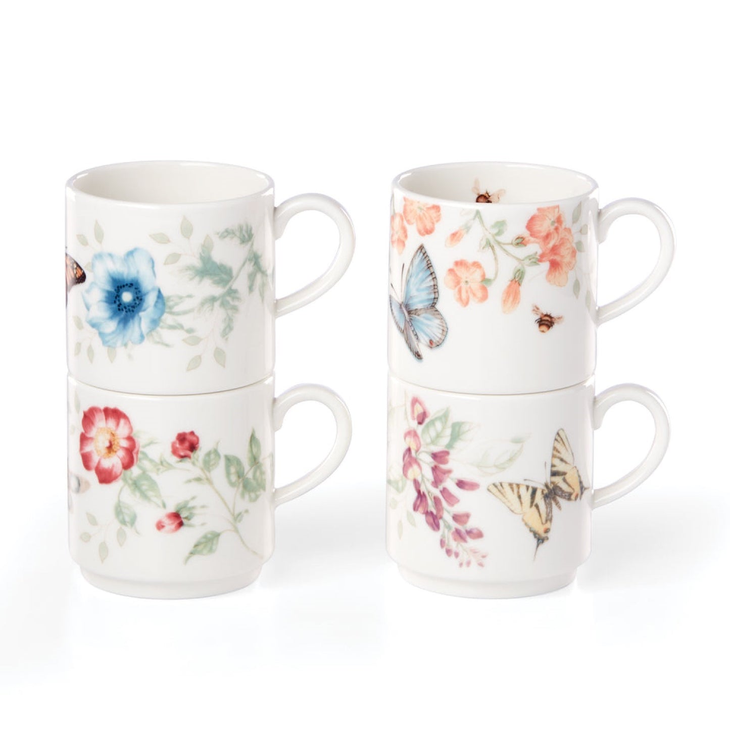 Lenox Butterfly Meadow Stacking Mugs, Set Of 4