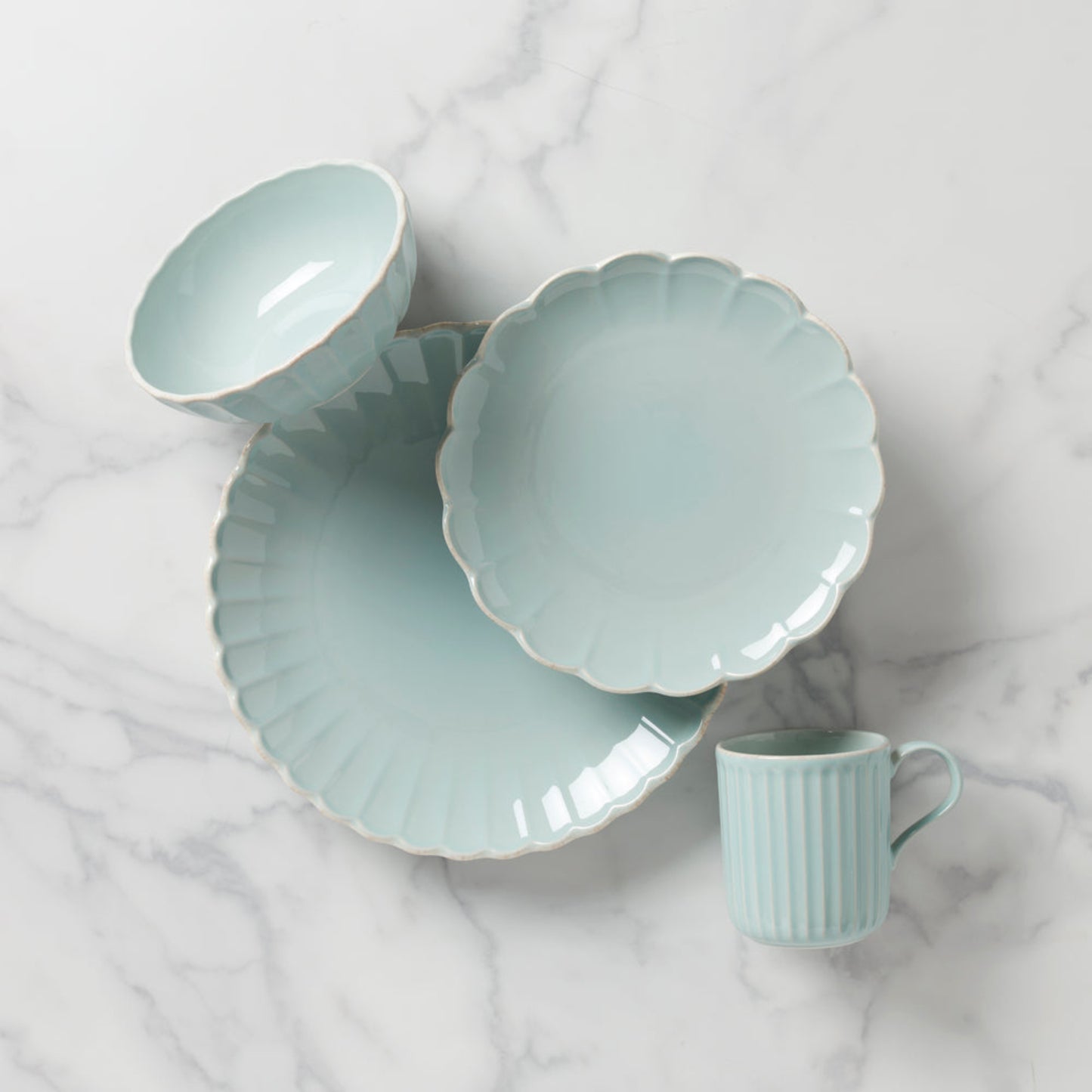 Lenox French Perle Scallop Ice Blue 4-Piece Place Setting