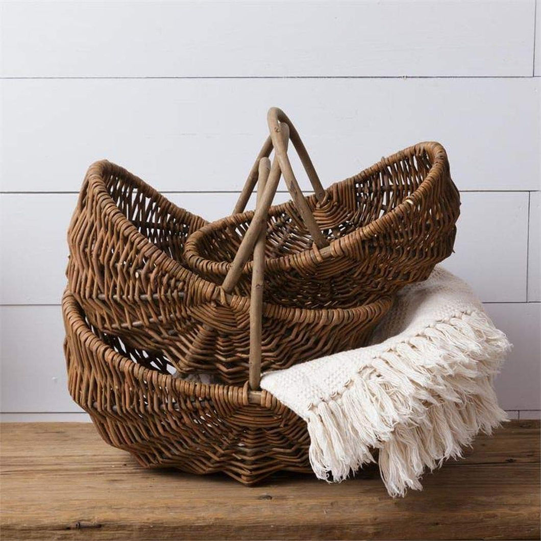 Your Heart's Delight Set of 3 Basket Set - Single Handle, Willow