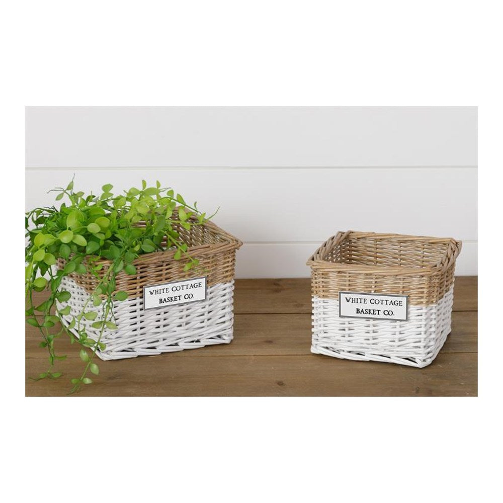 Your Heart's Delight White Cottage Basket Co. Two-Toned Baskets, Set of 2, Brown