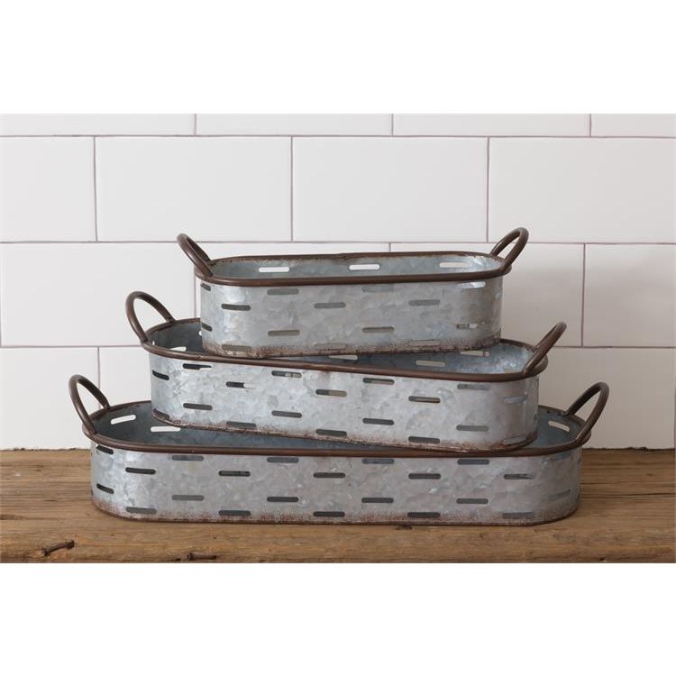Your Heart's Delight Set of 3 Trays - Olive Style, Metal