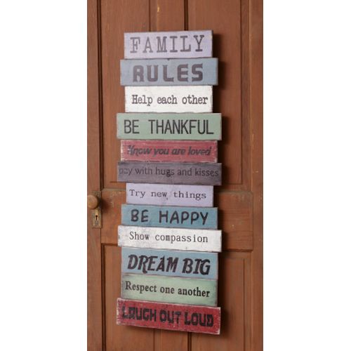 Your Heart's Delight Wooden Slatted Sign- Family Rules 12 Boards, Wood
