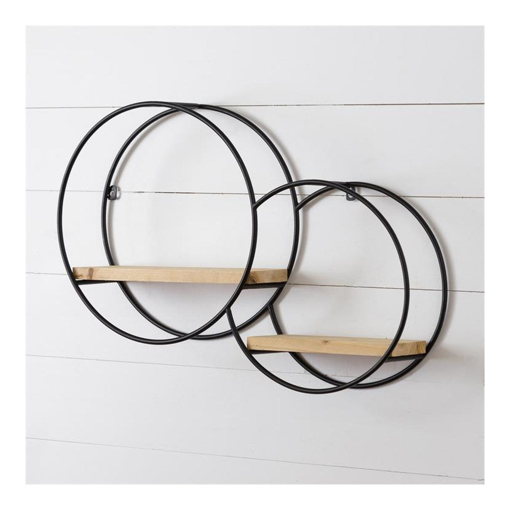 Your Heart's Delight Wall Shelf - Two Circles, Black, Metal