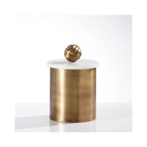 Torre & Tagus Tomar Antique Brass Ribbed Canister, Gold