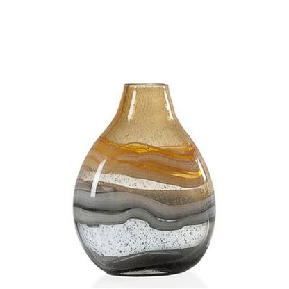 Torre & Tagus Andrea Swirl Glass  Bulb Vase - Amber, Clear