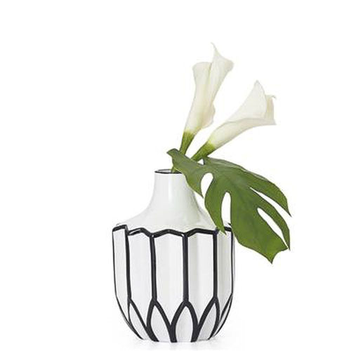Torre & Tagus Abstract Linear Outline Vase, White, Ceramic