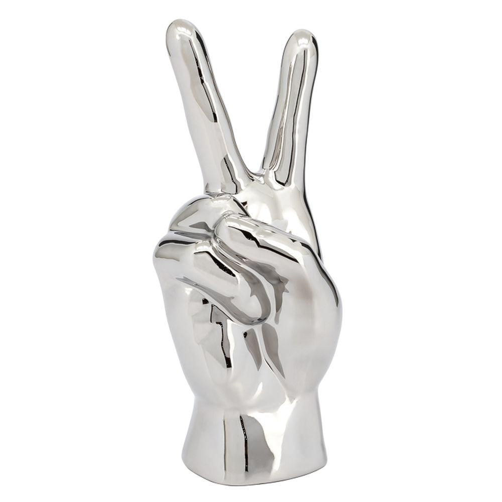 Torre & Tagus Gesture Hand 10"H Silver Ceramic Decor Sculpture - Peace