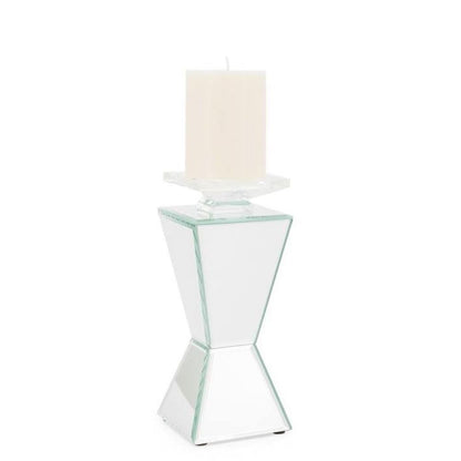 Torre & Tagus Lux Mirror Tapered Pillar Candle Holder, White, 9" x 4" x 4"