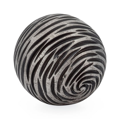Torre & Tagus Ripple Carved Groove Resin Decor Ball - Silver, 7" x 3.5" x 10"