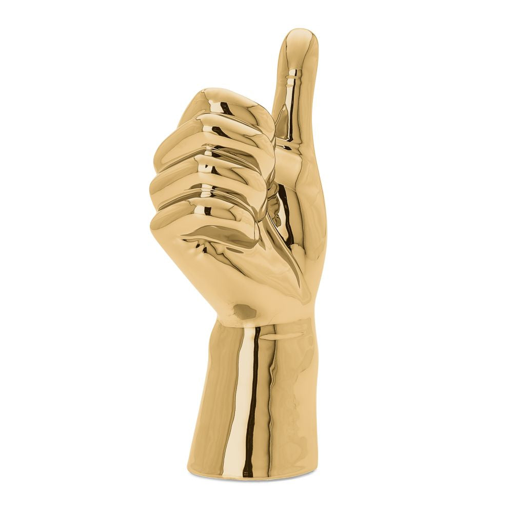Torre & Tagus Gesture Hand 10"H Gold Ceramic Decor Sculpture - Thumbs Up