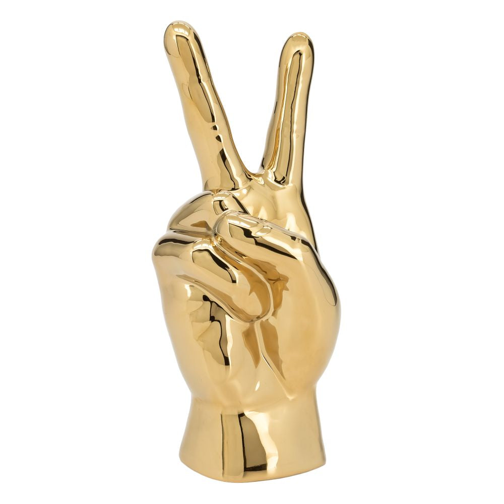 Torre & Tagus Gesture Hand 10"H Gold Ceramic Decor Sculpture - Peace